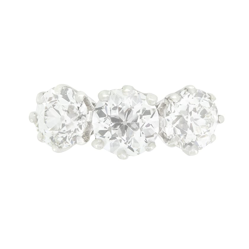 Art Deco 3.25ct Diamond Trilogy Ring, c.1920s