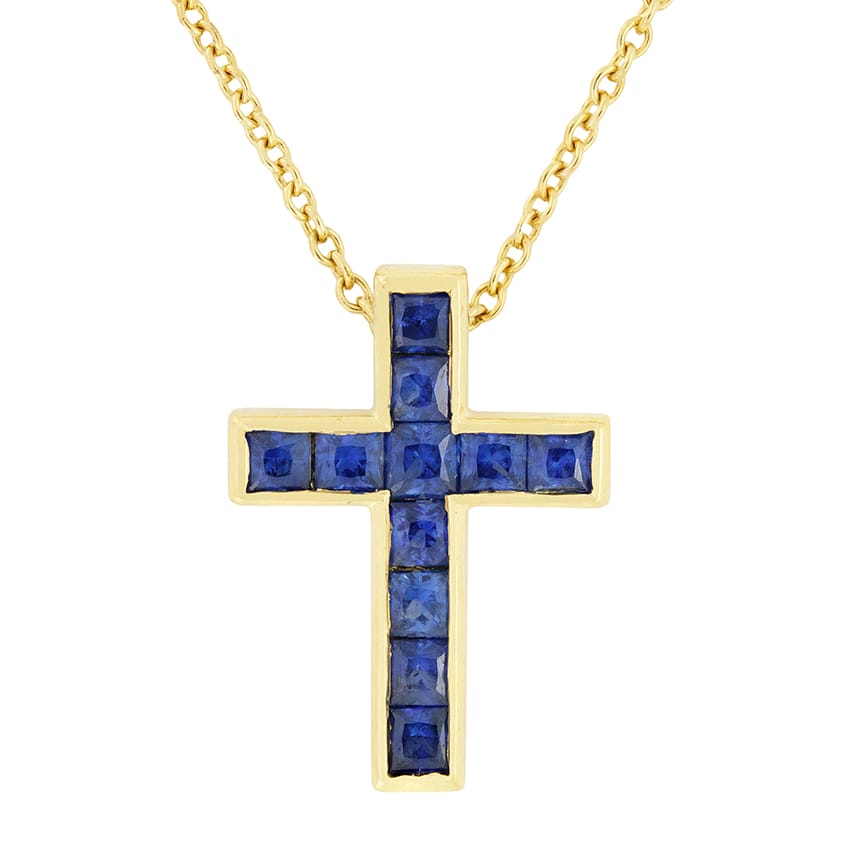 Vintage Tiffany & Co. 0.60ct Sapphire Cross Pendant, c.1970s