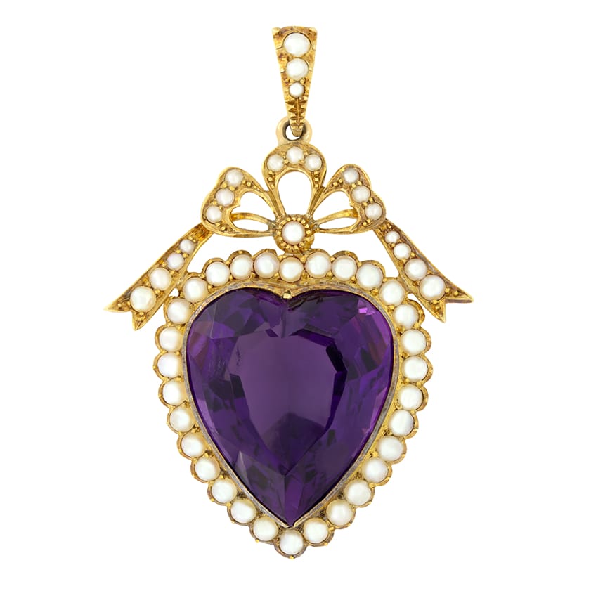 Victorian 28.80ct Amethyst Heart Pendant, c.1880s