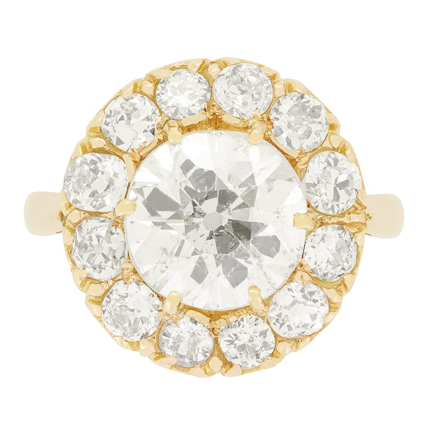 Victorian 2.50ct Diamond Cluster Ring, c.1880s