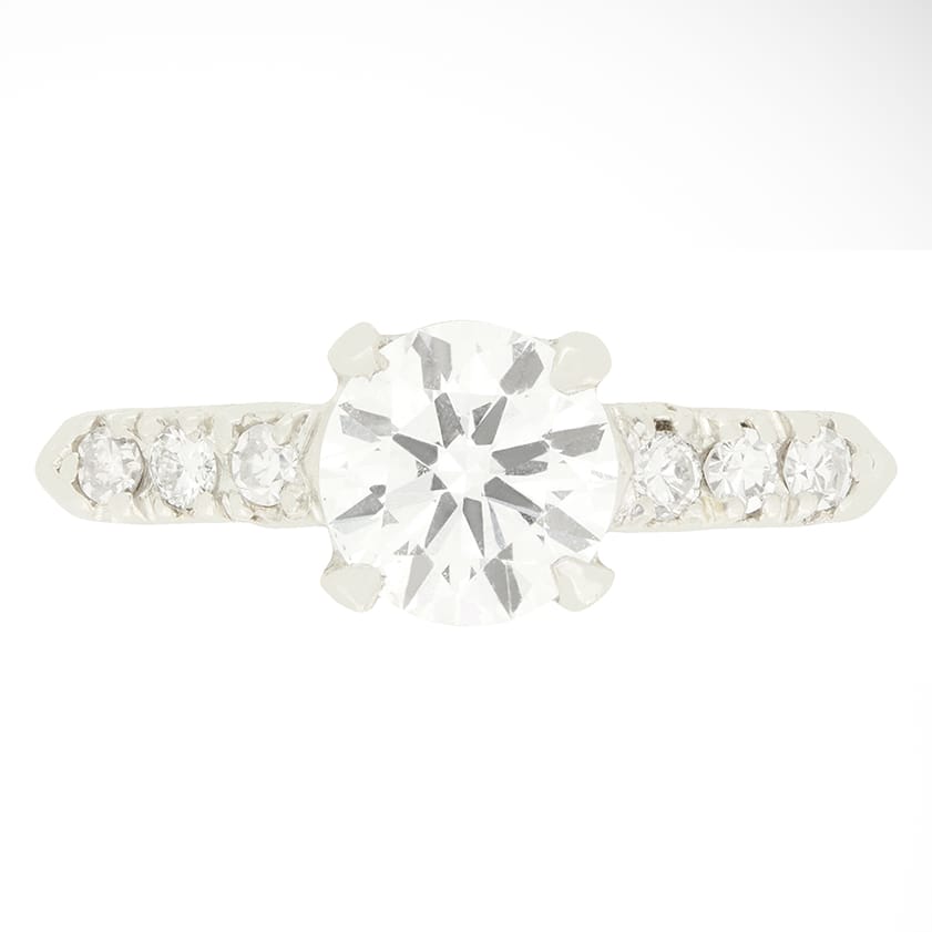 Late Deco 0.90ct Diamond Solitaire Ring, c.1940s