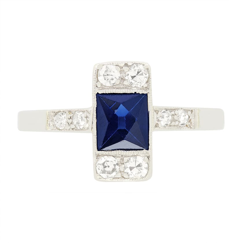 Art Deco 0.50ct Sapphire and Diamond Ring, c.1920s