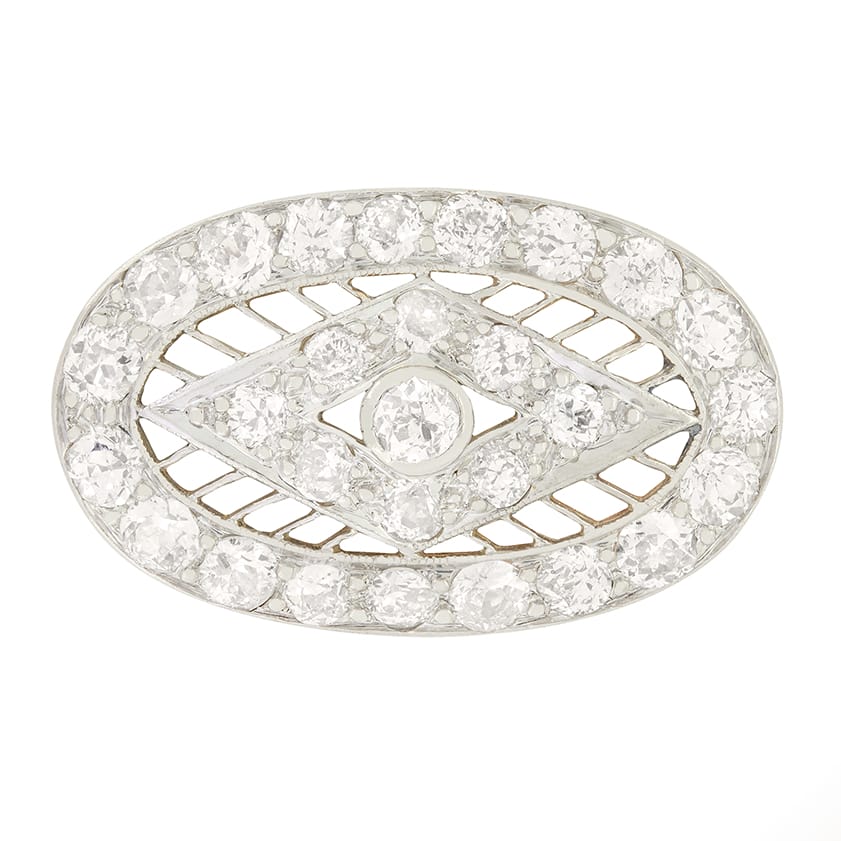 Edwardian 2.35ct Diamond Brooch, c.1910s