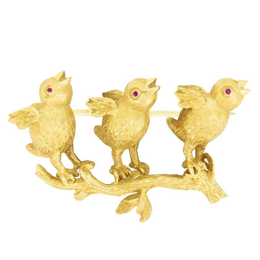 Vintage 18ct Gold Bird Brooch, c.1961