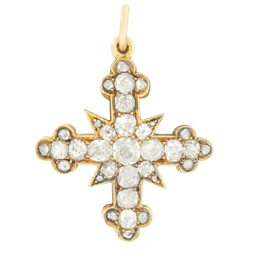 Victorian 1.00ct Diamond Maltese Cross Pendant, c.1860s