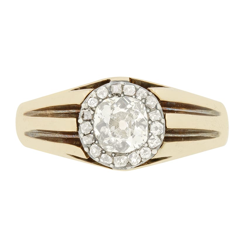 Victorian 0.85ct Diamond Signet Ring, c.1880s