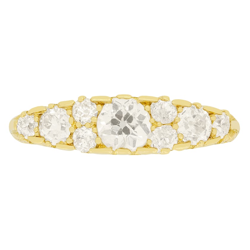 Victorian 1.10ct Diamond Carved Shank Ring, hallmarked 1903