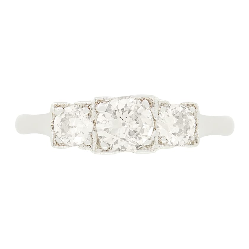 Art Deco 0.90ct Diamond Trilogy Ring, c.1920s