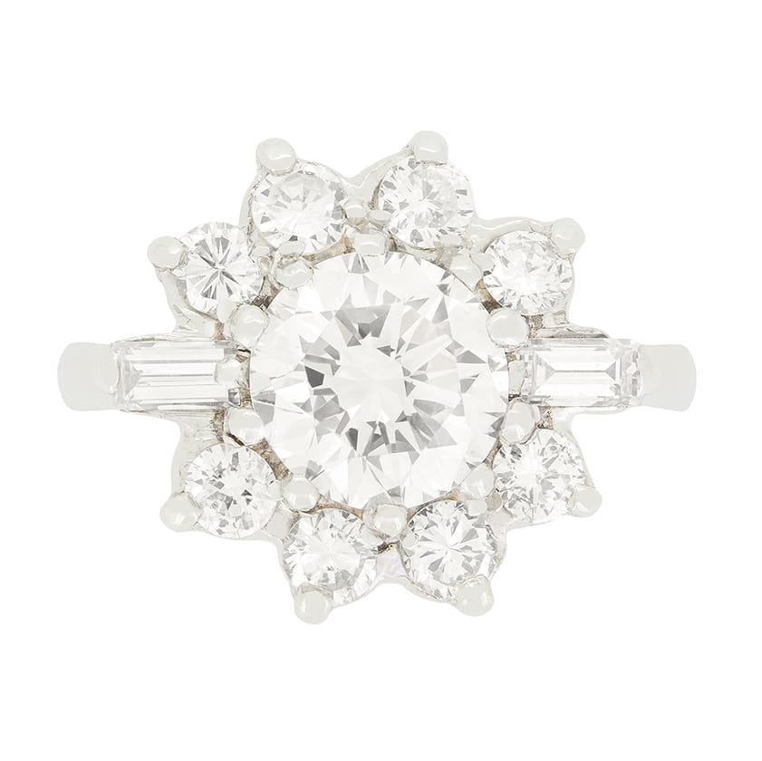 Vintage 0.95ct Diamond Cluster Ring, c.1950s