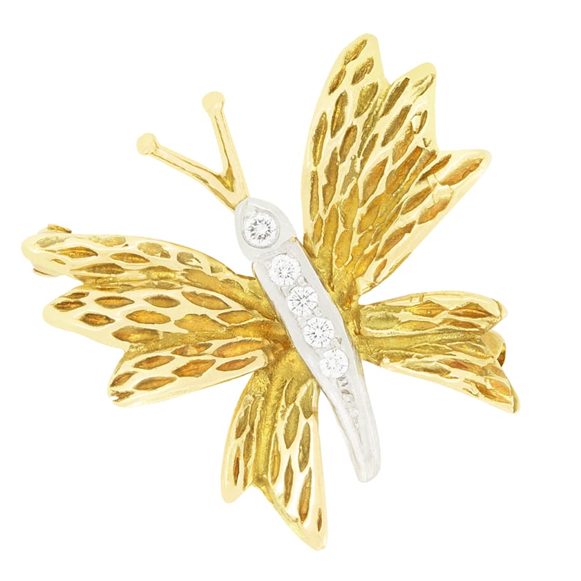 Vintage Tiffany & Co. Diamond Butterfly Brooch, c.1980s