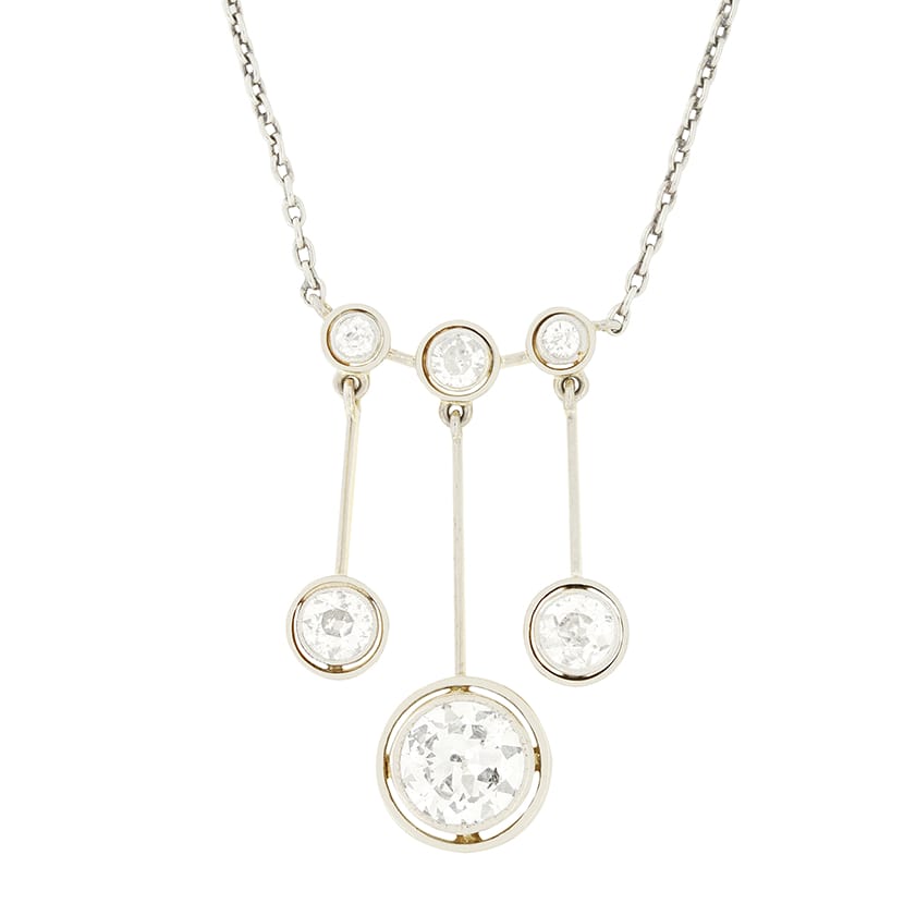 Edwardian 3.30ct Diamond Triple Drop Pendant, c.1910s