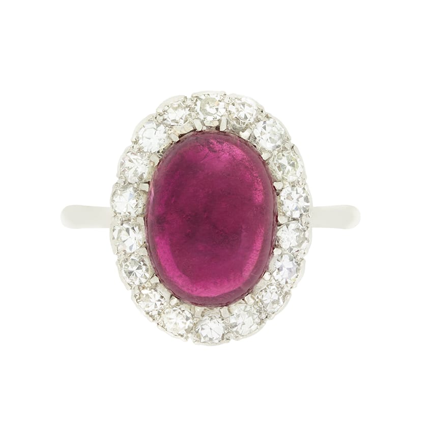 Art Deco 5.00ct Tourmaline and Diamond Cluster Ring, c.1920s