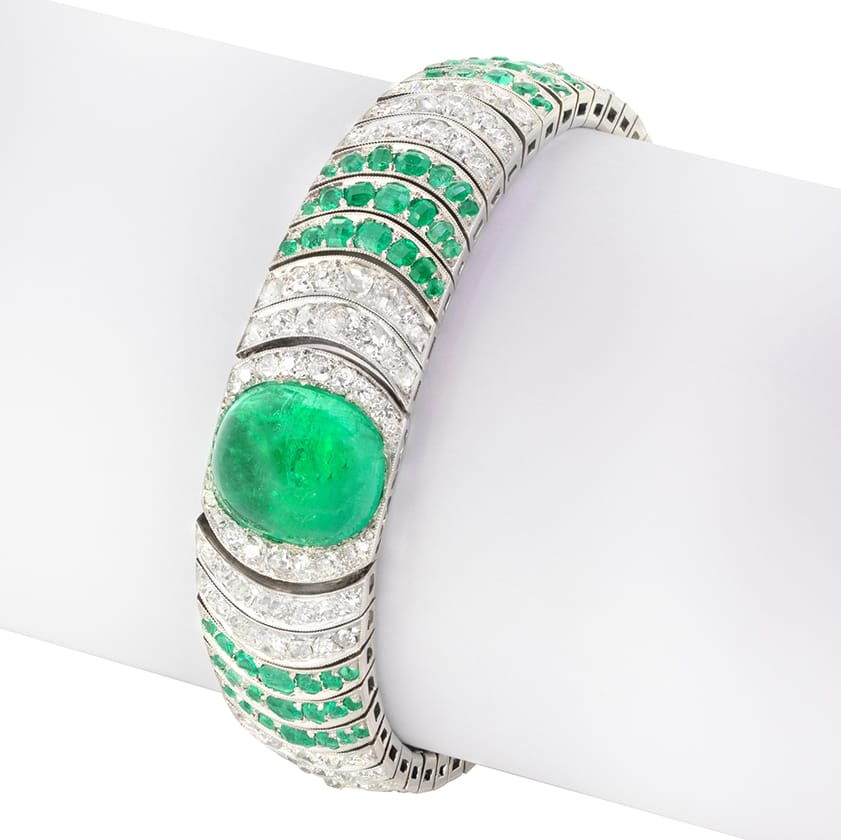 Art Deco 10.00ct Emerald and Diamond Bracelet, c.1920s