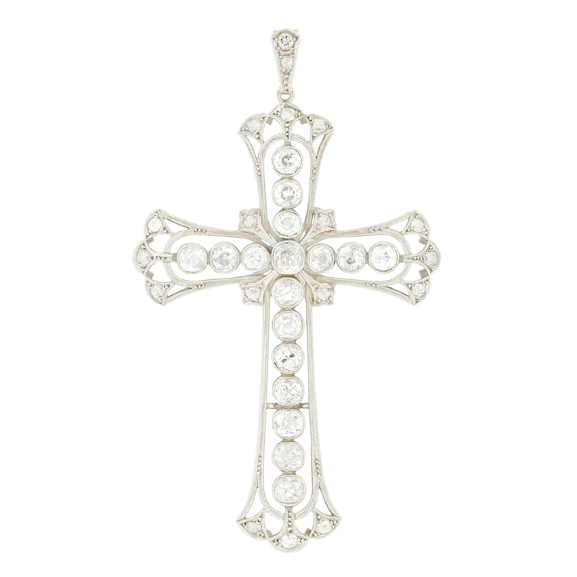 Art Deco 5.40ct Diamond Cross Pendant, c.1920s