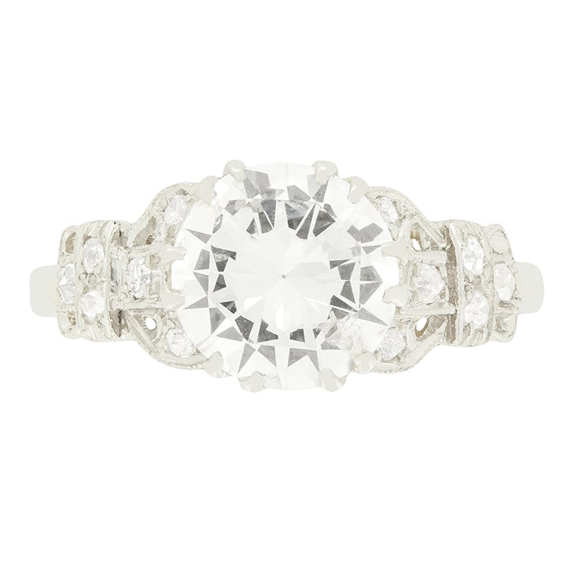 Art Deco 1.70ct Diamond Solitaire Ring, c.1930s