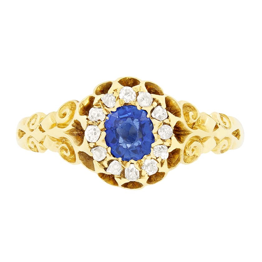 Victorian 0.40ct Sapphire and Diamond Cluster Ring, c.1880s