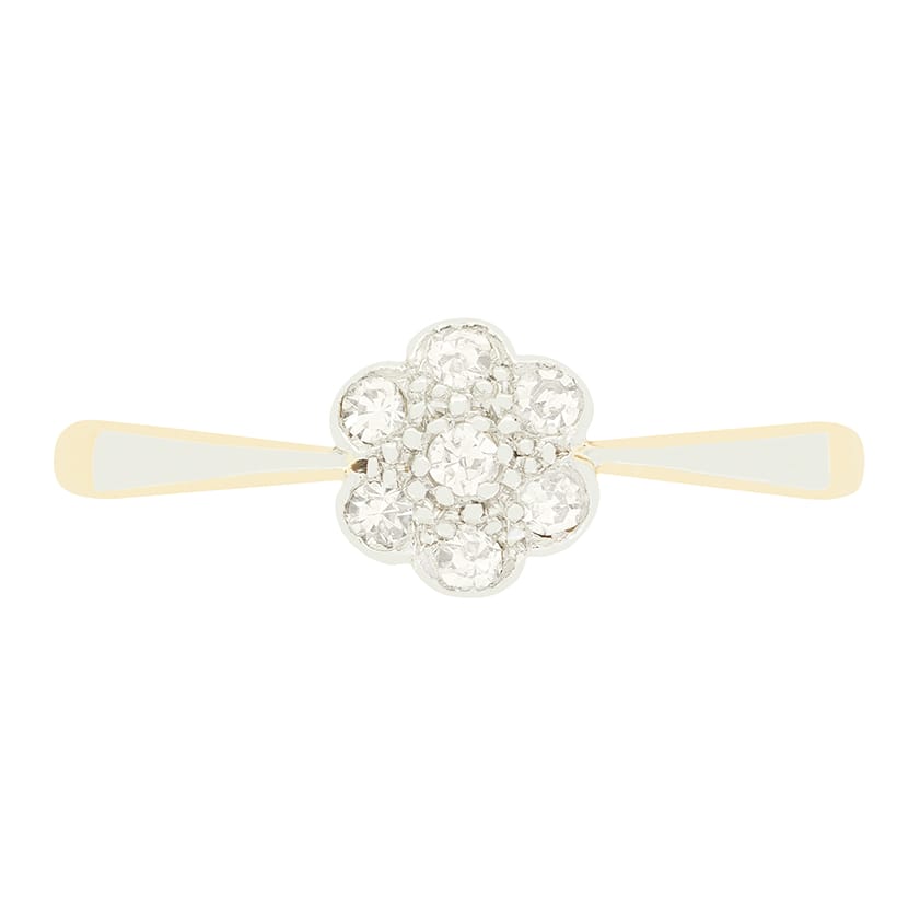 Edwardian 0.14ct Diamond Daisy Cluster Ring, c.1910s