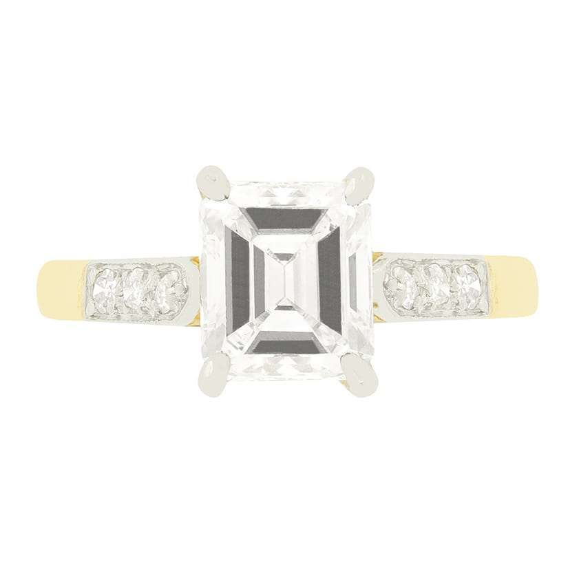 Art Deco 1.25ct Emerald Cut Diamond Solitaire Ring, c.1920s