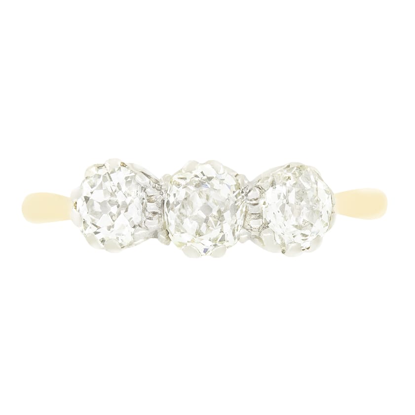 Edwardian 1.10ct Diamond Three Stone Ring, c.1910s