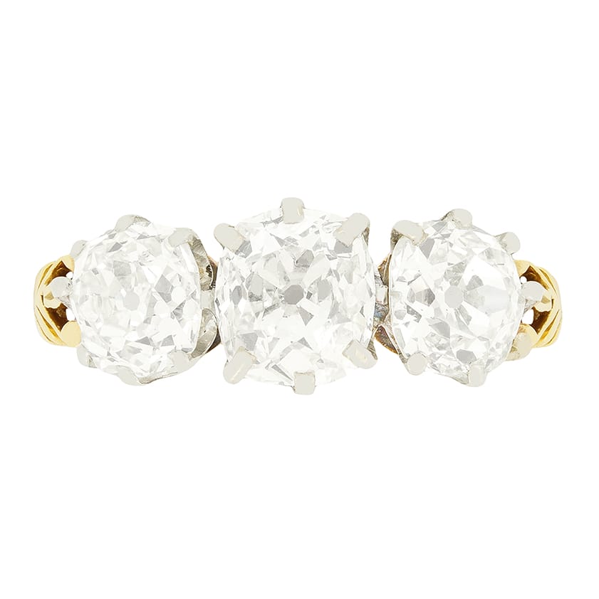 Edwardian 3.35ct Diamond Trilogy Ring, c.1910s