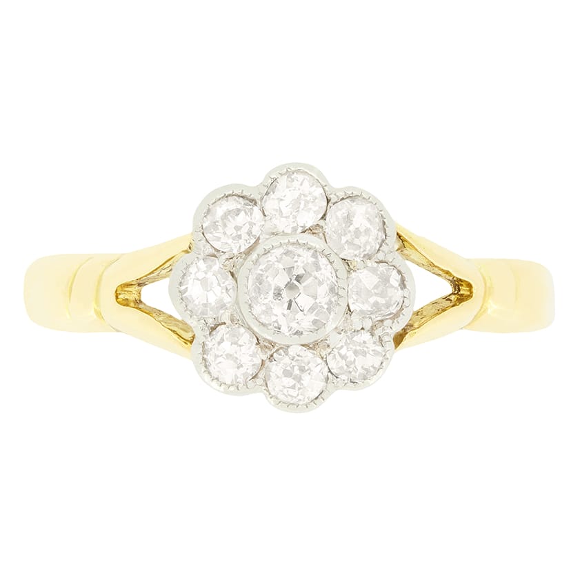 Edwardian 0.65ct Diamond Cluster Ring, c.1910s