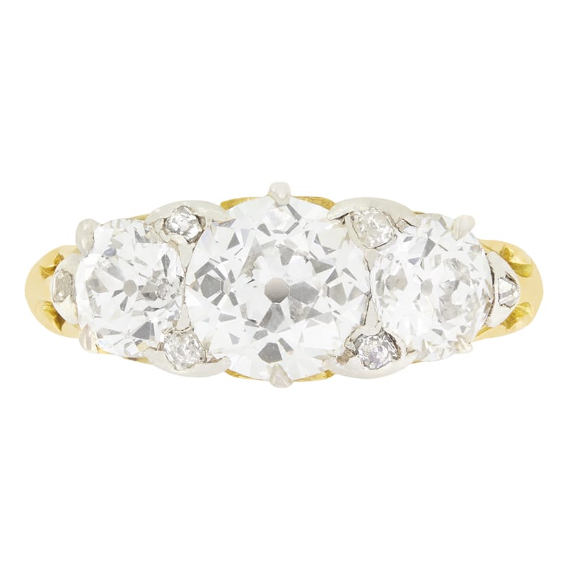 Victorian 2.65ct Diamond Trilogy Ring, c.1880s