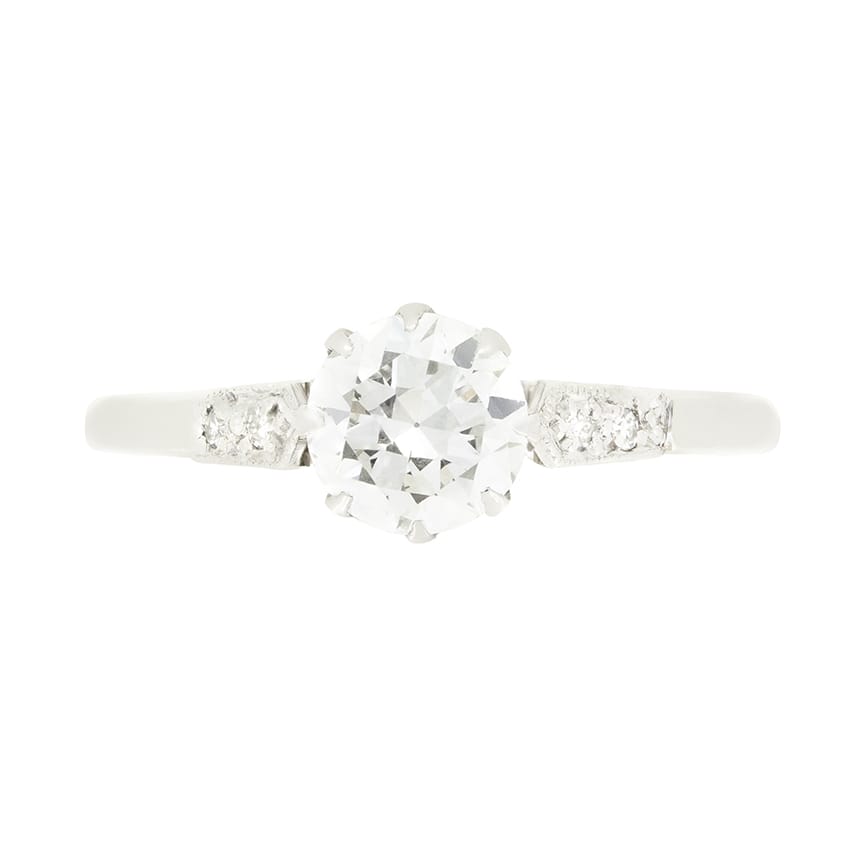 Art Deco 0.92ct Diamond Solitaire Ring, c.1920s