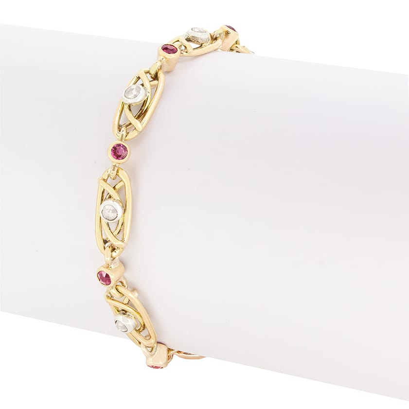 Victorian 0.80ct Ruby and Diamond Bracelet, c.1880s