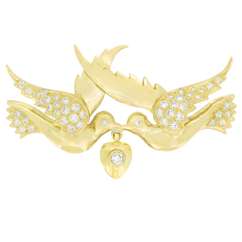 Vintage 0.82ct Diamond Boodles Love Birds Brooch, c.1980s