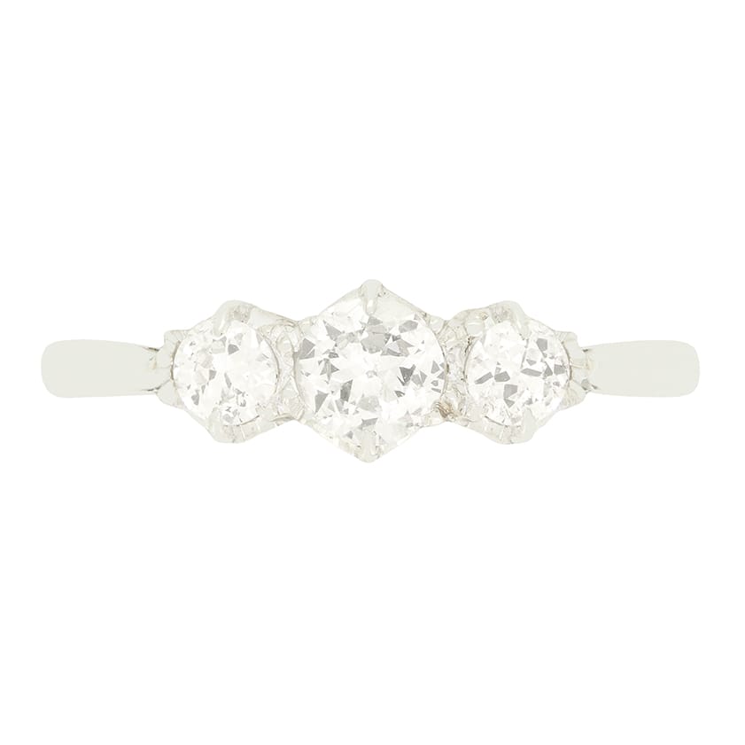Art Deco 0.80ct Diamond Trilogy Ring, c.1920s