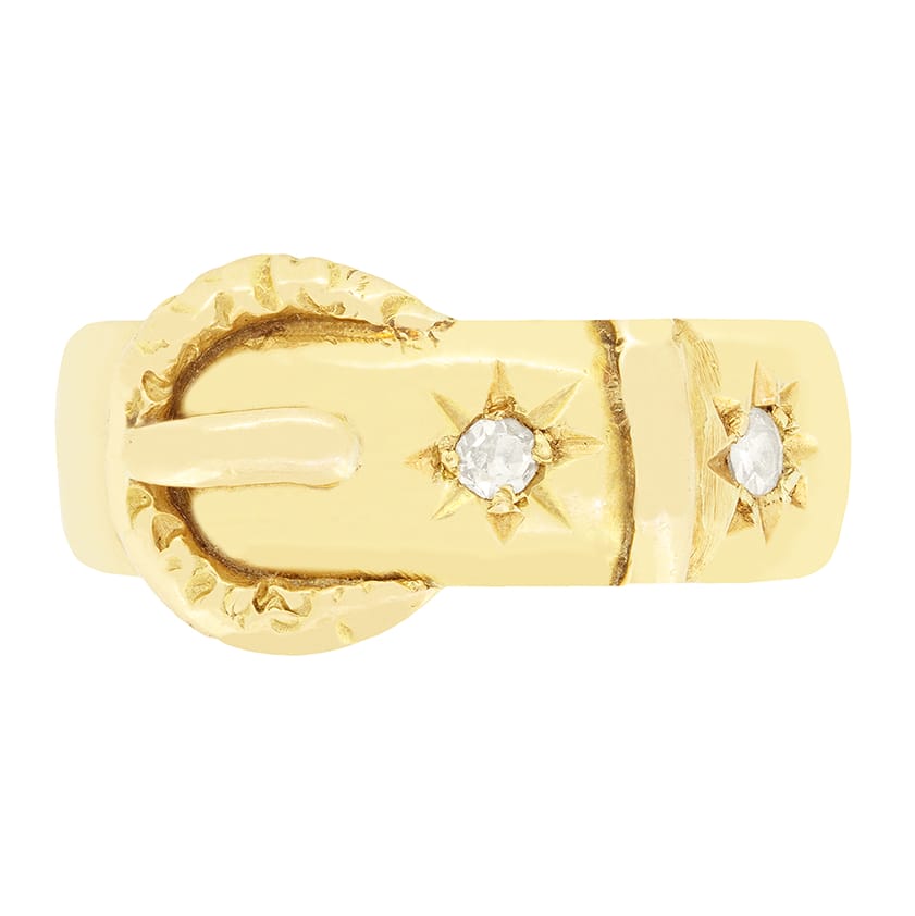 Victorian 0.10ct Diamond Buckle Ring, c.1880s