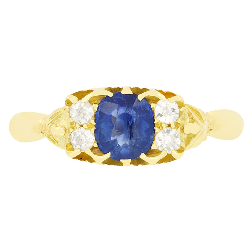 Antique 0.60ct Sapphire and Diamond Ring, hallmarked 1902