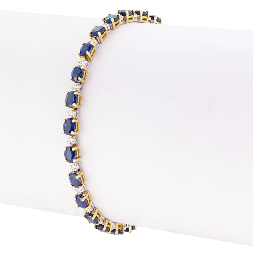 Vintage 8.10ct Sapphire and Diamond Bracelet, c.1980s