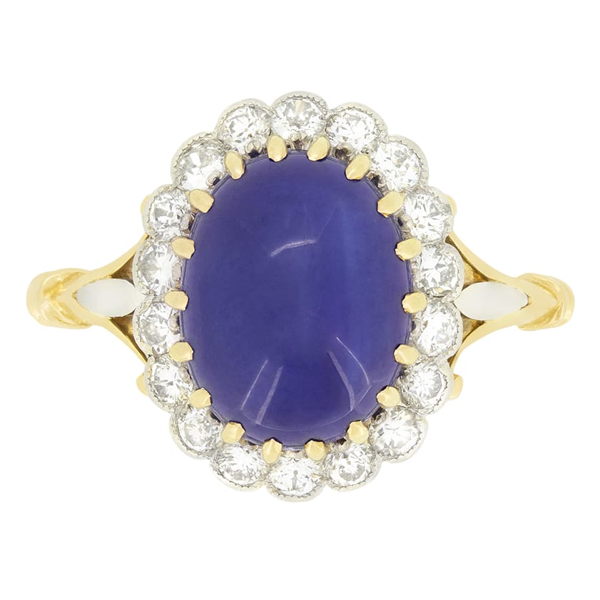 Vintage 7.50ct Sapphire and Diamond Cluster Ring, c.1950s