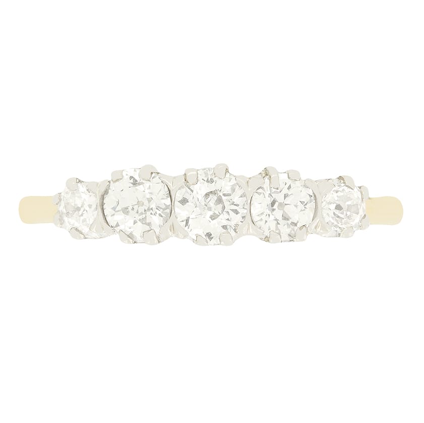 Edwardian 0.95ct Diamond Five Stone, c.1910s