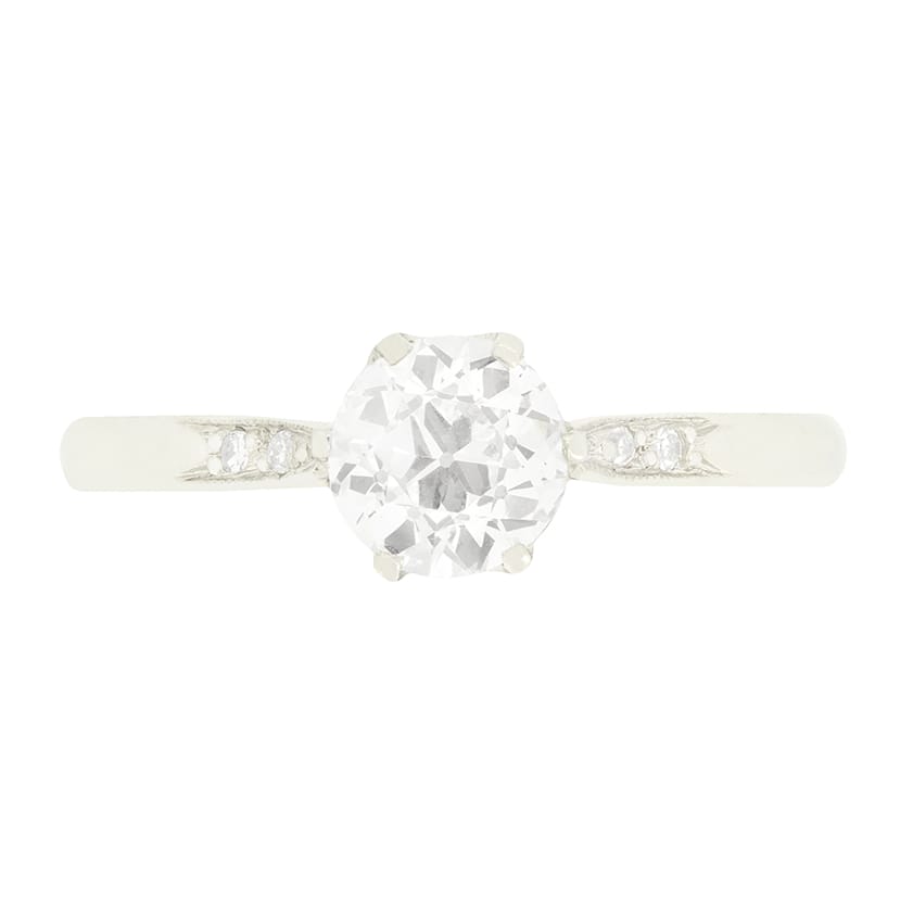 Art Deco 0.85ct Diamond Solitaire Ring, c.1930s