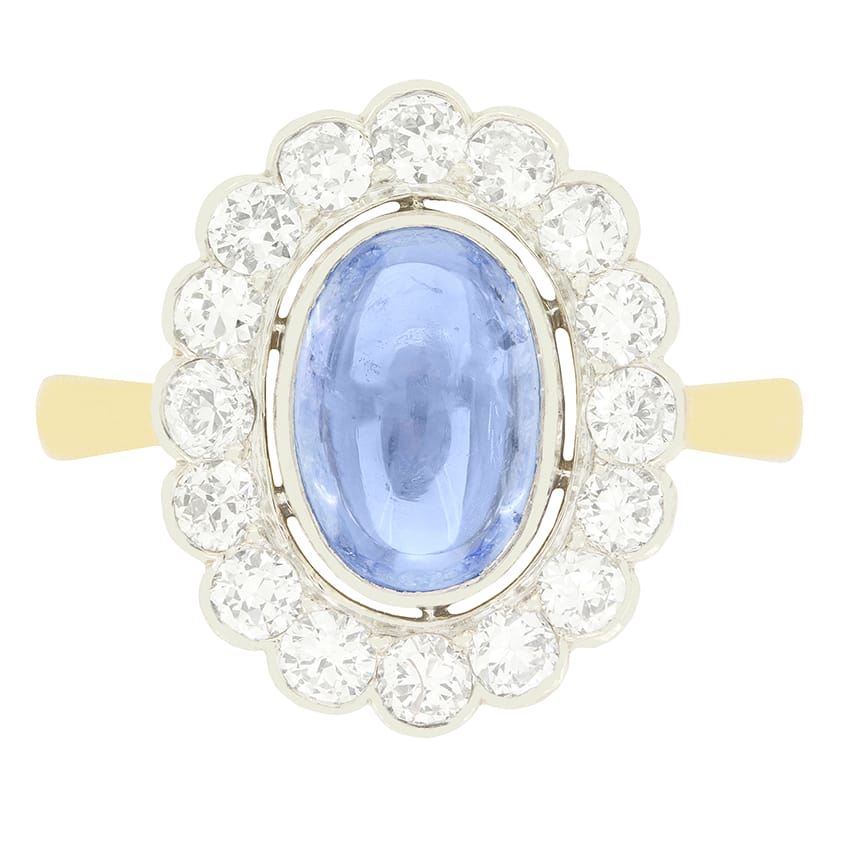 Late Deco 3.50ct Sapphire and Diamond Cluster Ring, c.1930s