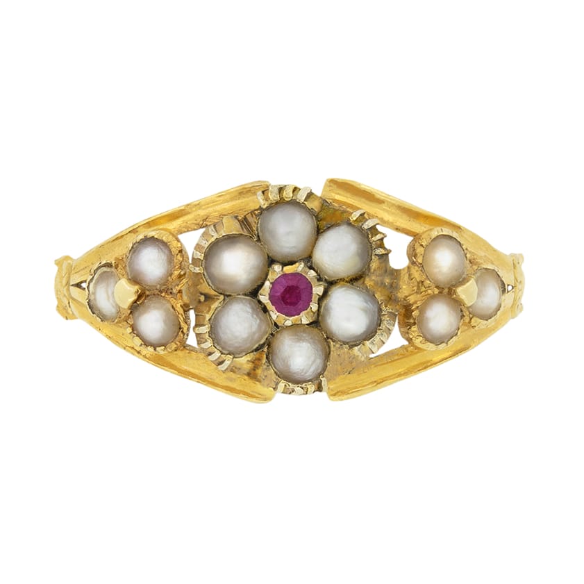 Victorian Garnet and Pearl Ring, c.1860s