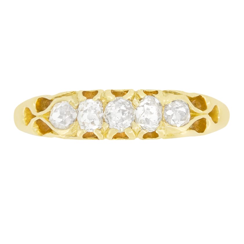 Victorian 0.51ct Diamond Five Stone Ring, c.1880s