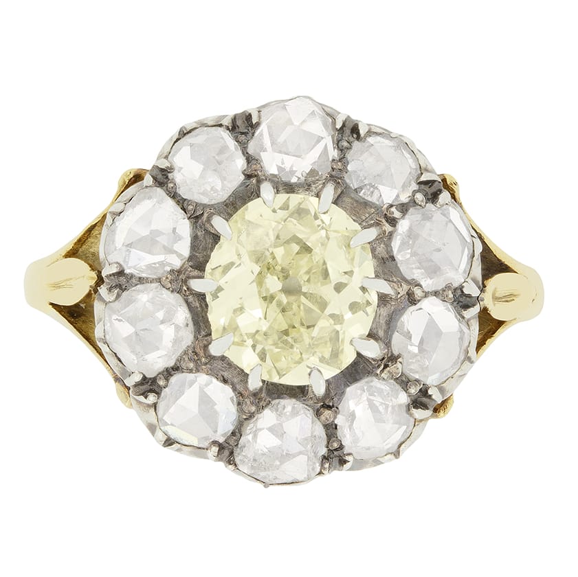 Victorian 1.00ct Diamond Cluster Ring, c.1880s
