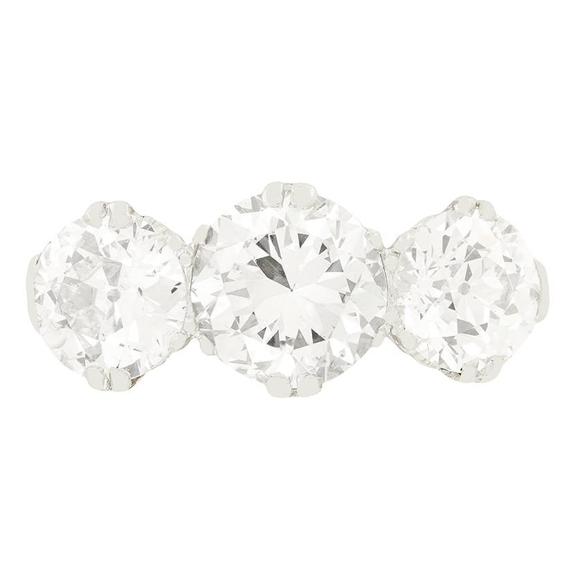 Art Deco 2.82ct Diamond Three Stone Ring, c.1920s