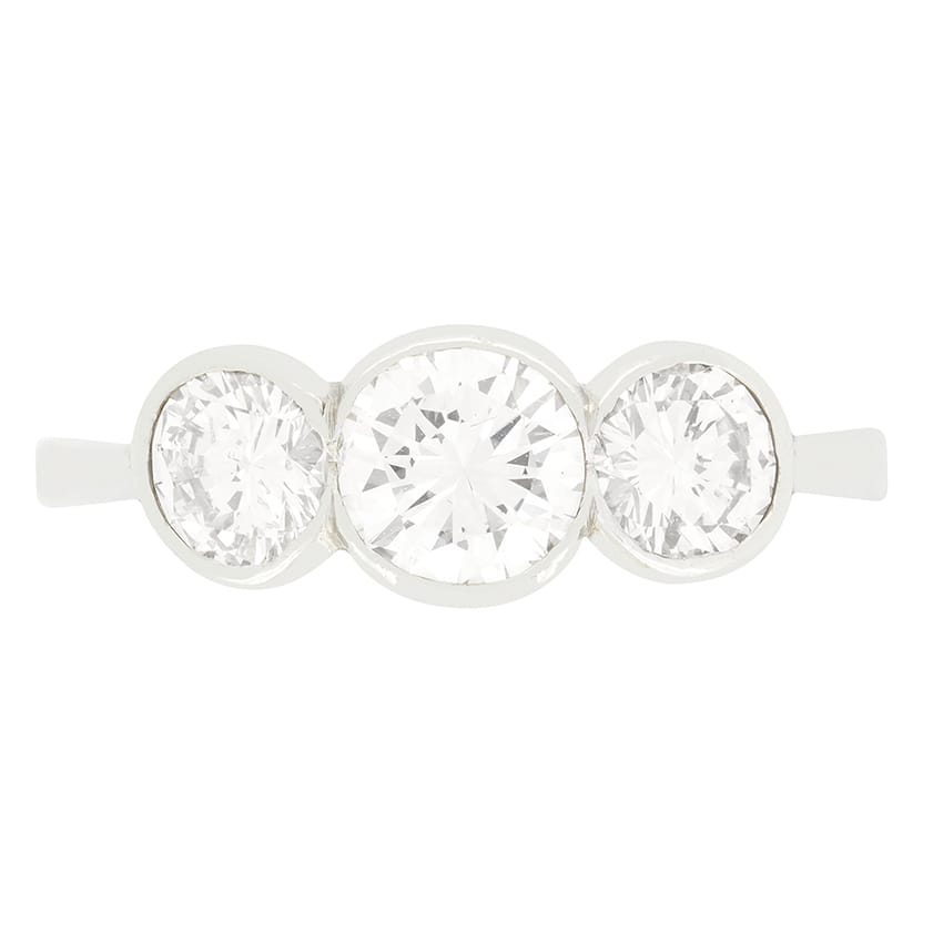 Vintage 1.70ct Diamond Trilogy Ring, c.1950s