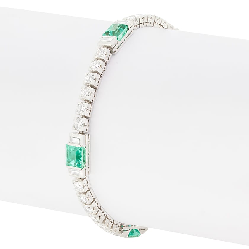 Vintage Mappin & Webb 6.00ct Emerald and Diamond Bracelet, c.1970s