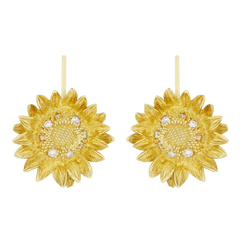 Vintage Asprey Sunflower Earrings, c.1980s