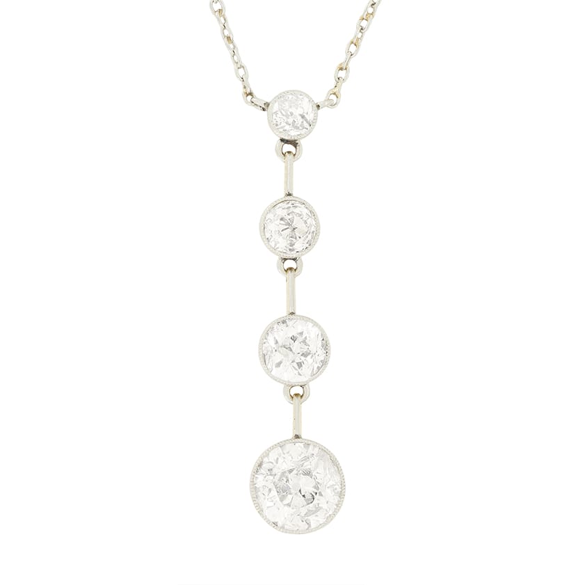 Edwardian 3.25ct Diamond Drop Pendant, c.1910s