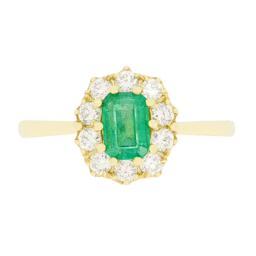Vintage Style 0.65ct Emerald and Diamond Cluster Ring