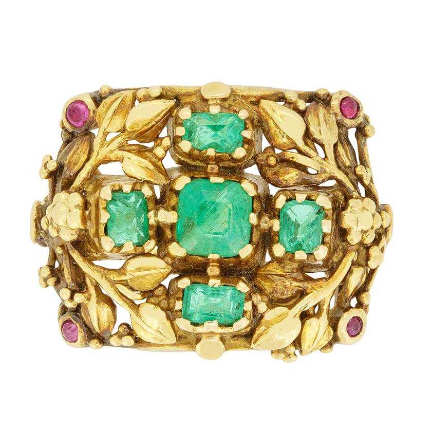 Late Georgian 1.10 carat Emerald and Ruby Ring, c.1820s