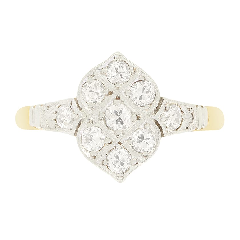 Vintage 0.45ct Diamond Cluster Ring, c.1950s