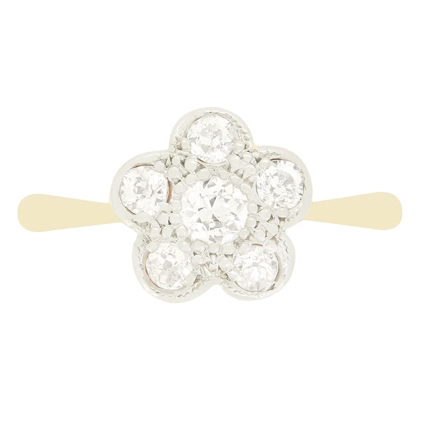 Edwardian 0.40ct Diamond Daisy Cluster Ring, c.1910s