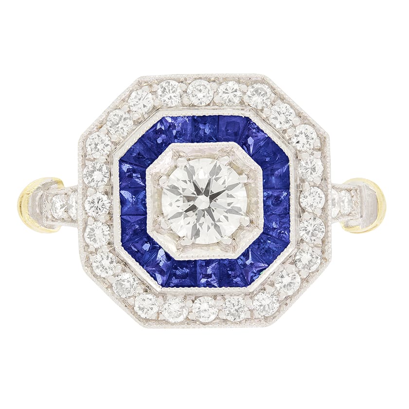 Vintage 0.40ct Diamond and Sapphire Cluster, c.1980s